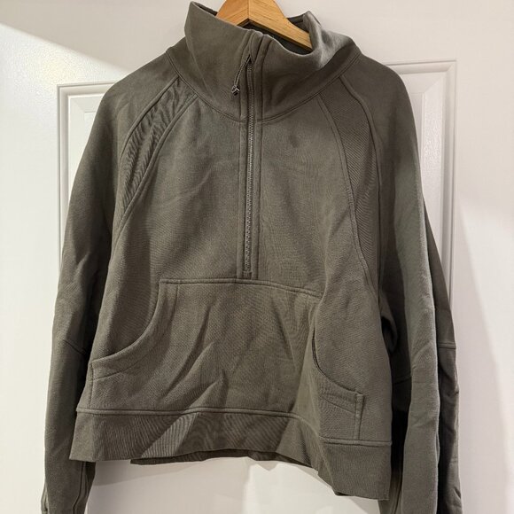 Lululemon Funnel-Neck Half Zip Scuba Scuba Army Green Size XL/XXL - Picture 2 of 6